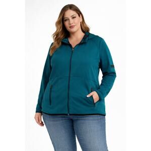 Athletic Works Womens XXL Zip Up Jacket Teal Hooded Activewear